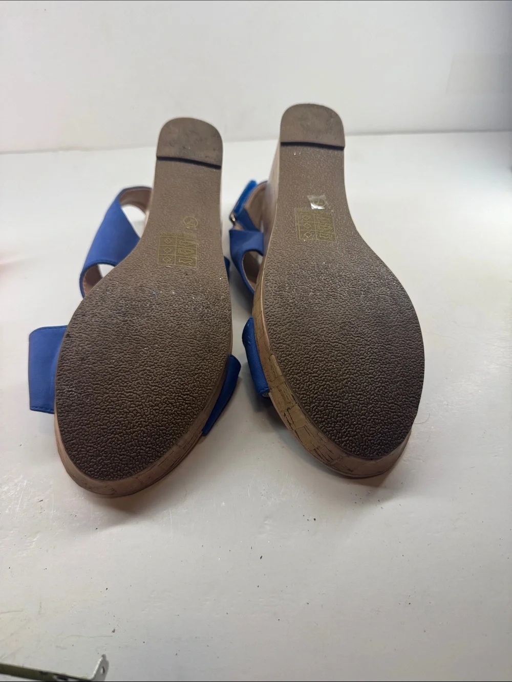 Women's Blue Crisscross Wedge Slides